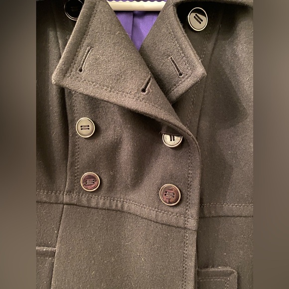 Kenneth Cole New York Women’s Size 8 Black Military Style Pea Coat Wool Blend - Picture 3 of 16